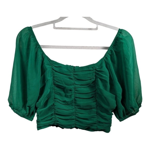 Altar'd State Puff Sleeve Crop Top Sz XS - Picture 1 of 8